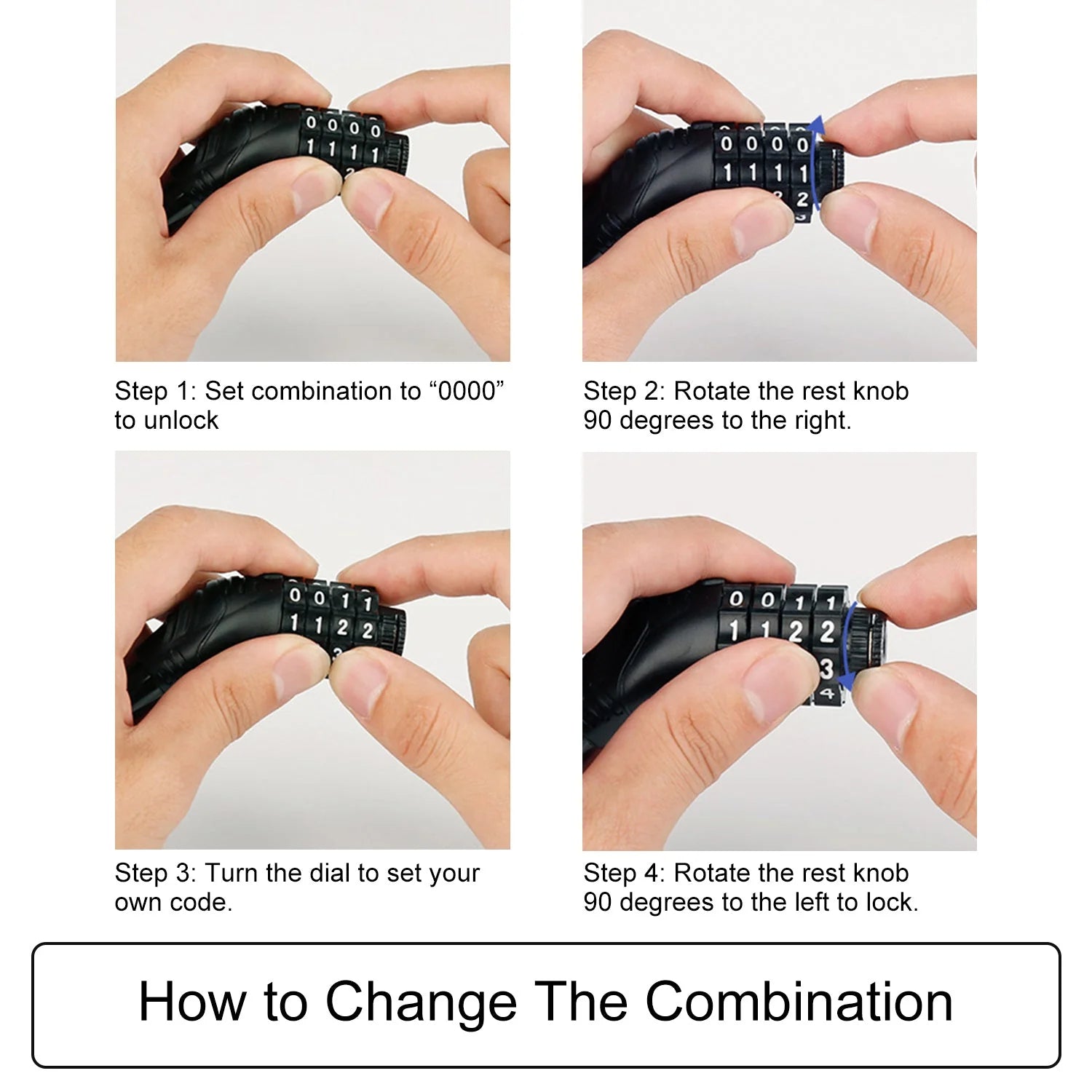 Cadenas Antivol de Vélo | réglable à Chiffres | Alliage ZAinc - Atom Motors