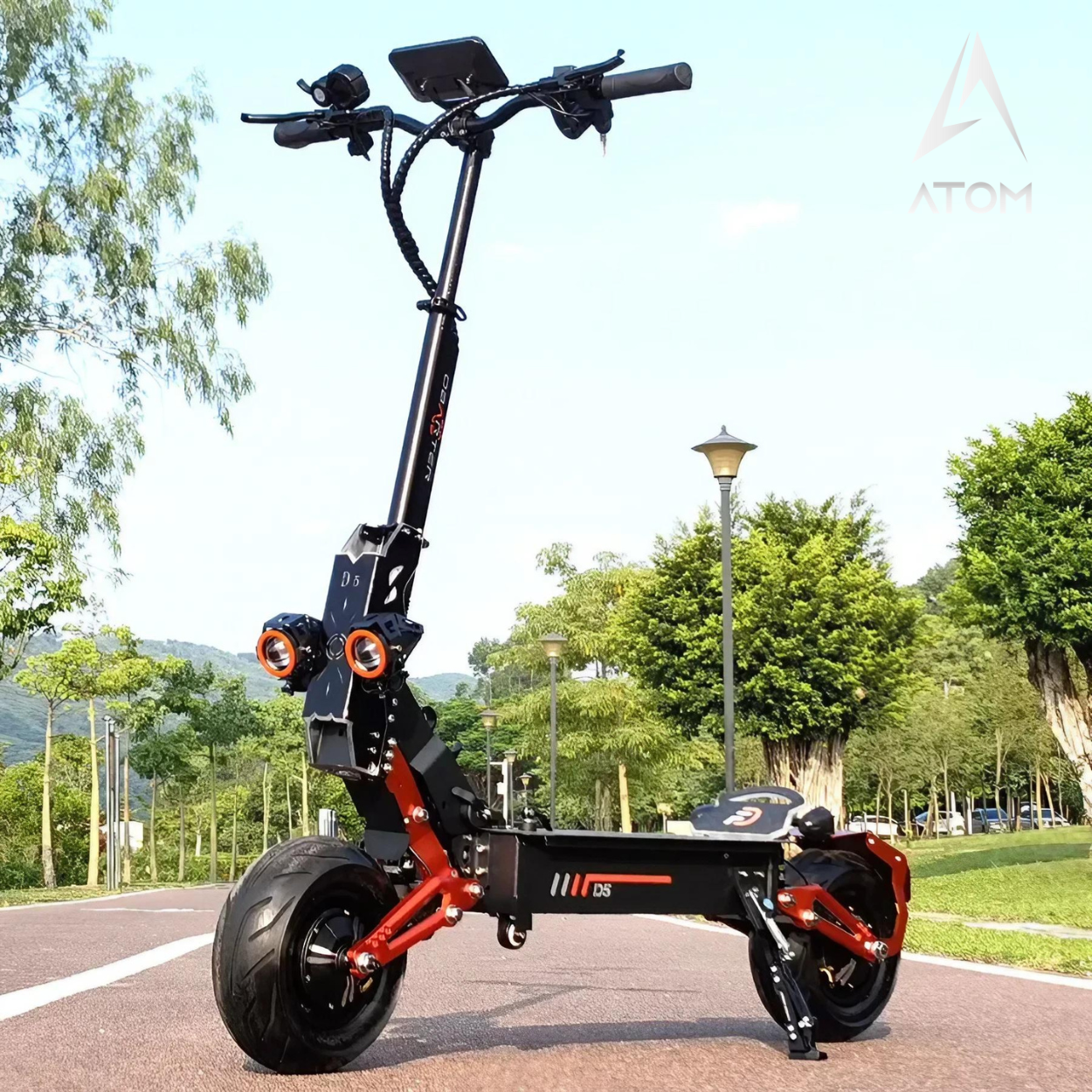 Trottinette électrique | Atom Rush NLD5 | Dual 2x2500 W | OBARTER | V-max 25 km/h | Autonomie 120 km - Atom Motors