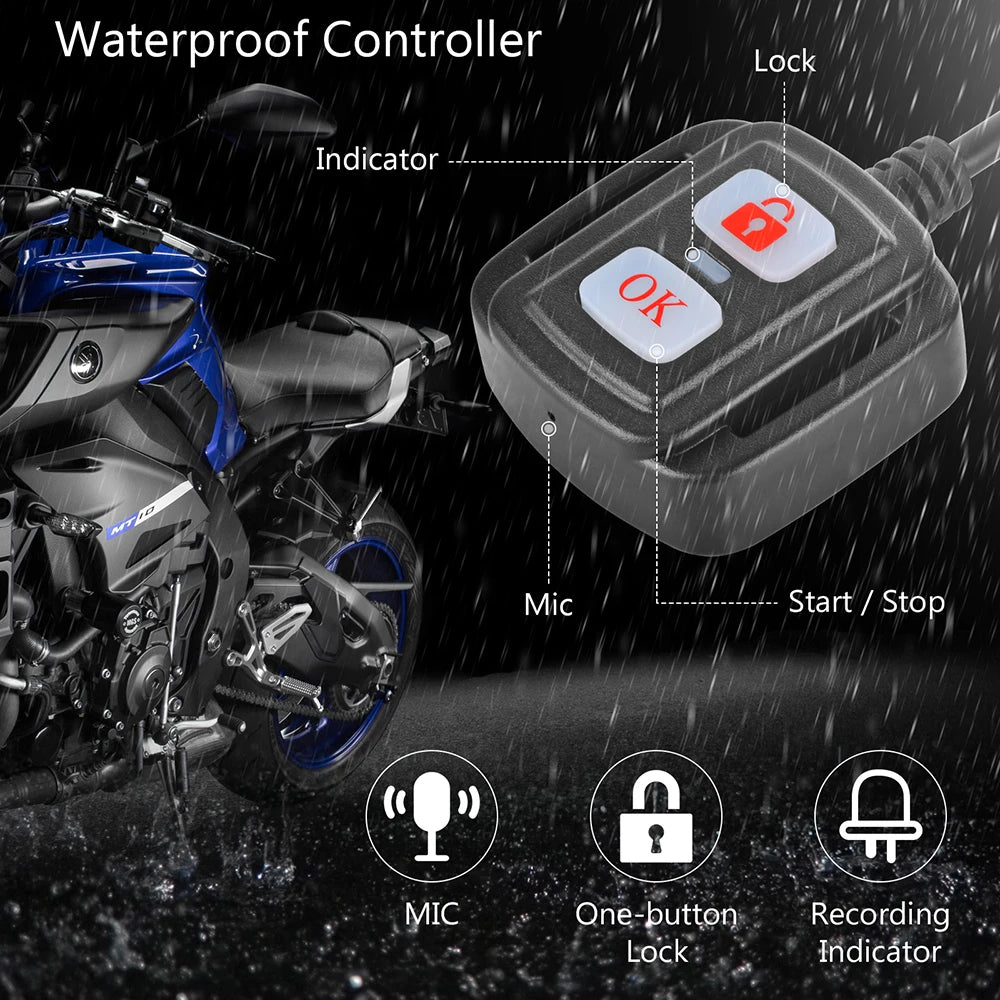 Dashcam Caméra DVR Moto Étanche 1080P 2.0 Pouces - Atom Motors