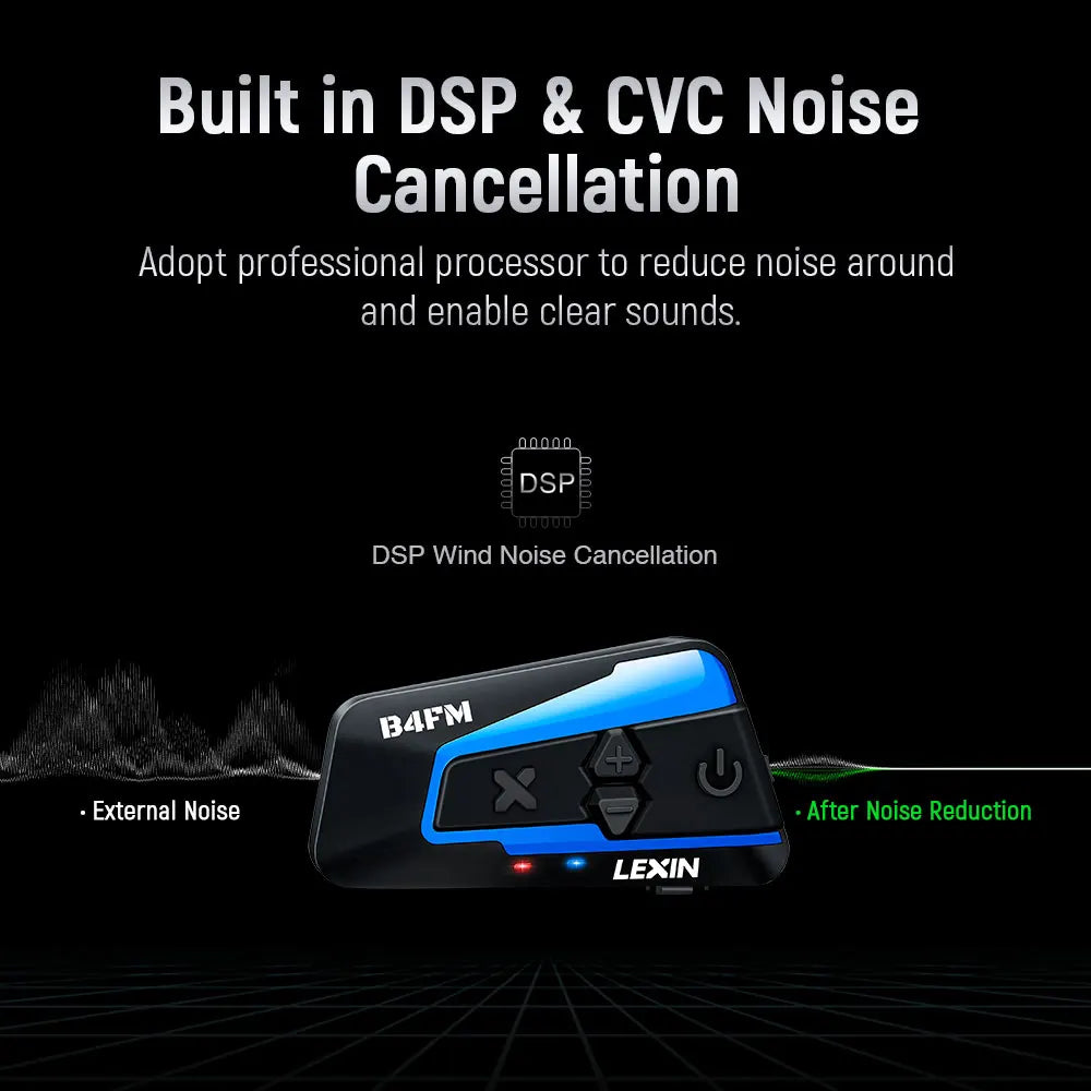 Intercom Moto Bluetooth | 2 km | Radio FM | Lexin LX-B4FM-X - Atom Motors