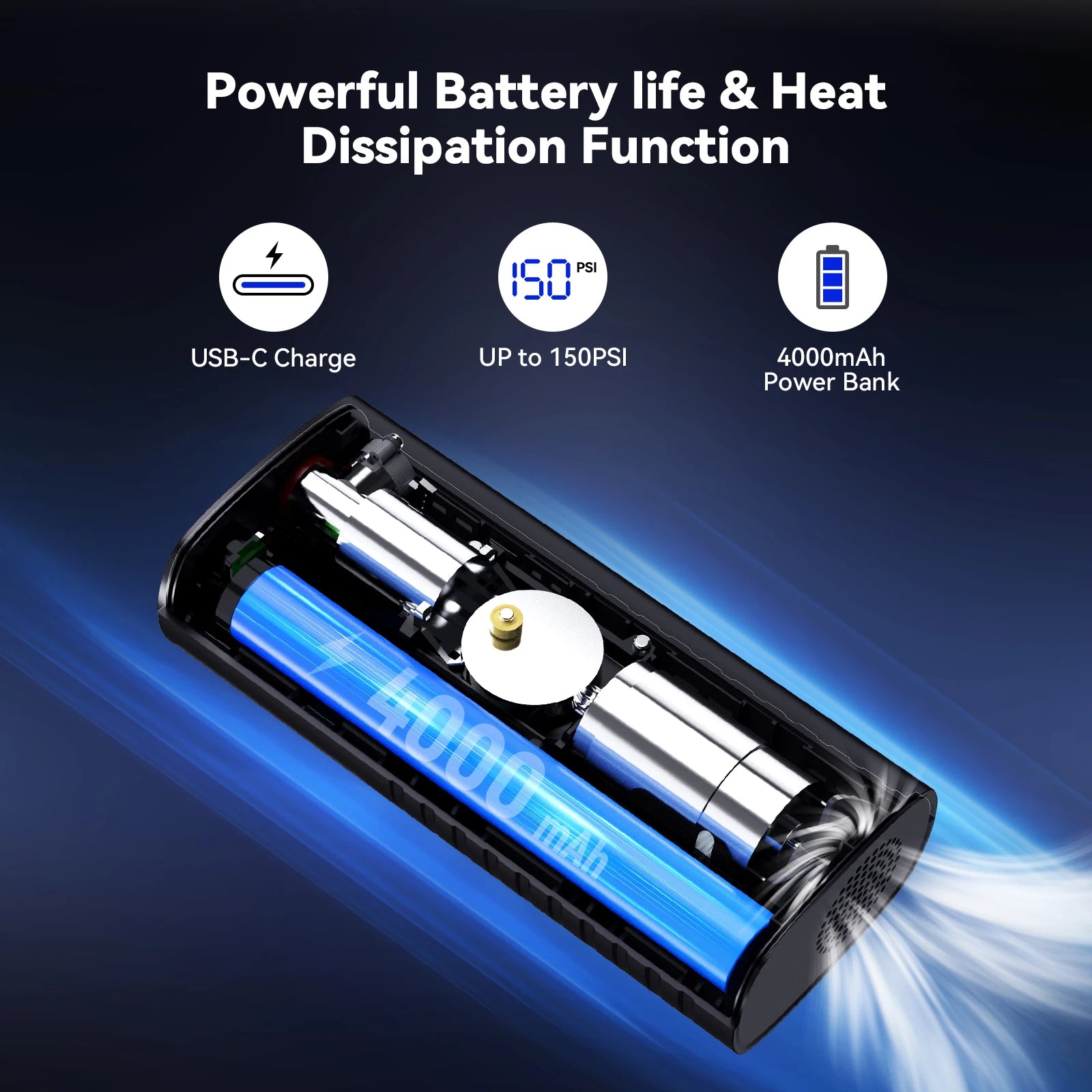 Compresseur sans fil automatique | 150 PSI | Lexin P4 - Atom Motors