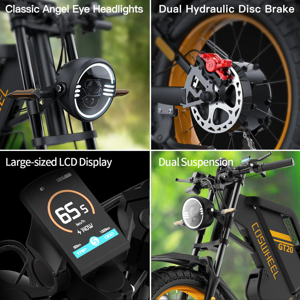 Vélo électrique | Coswheel GT20 Max | 1500 W | V‑max 25 km/h | Autonomie 233 km - Atom Motors