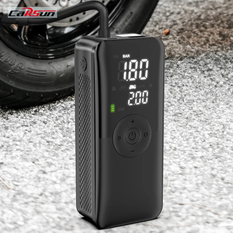 Portable Inflatable Compressor Wireless Electric Air Pump Out Emergency Air Pump Suitable For Motorcycle Bicycle USB Charging - Atom Motors
